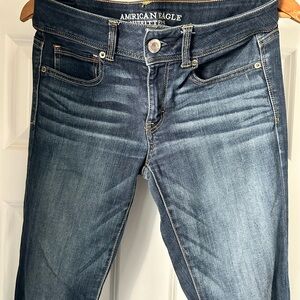 American Eagle Outfitters Women's Dark Blue Kick Boot Jeans Size 6 Long